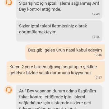 Buz Gibi Yemek Ve İade Sorunu