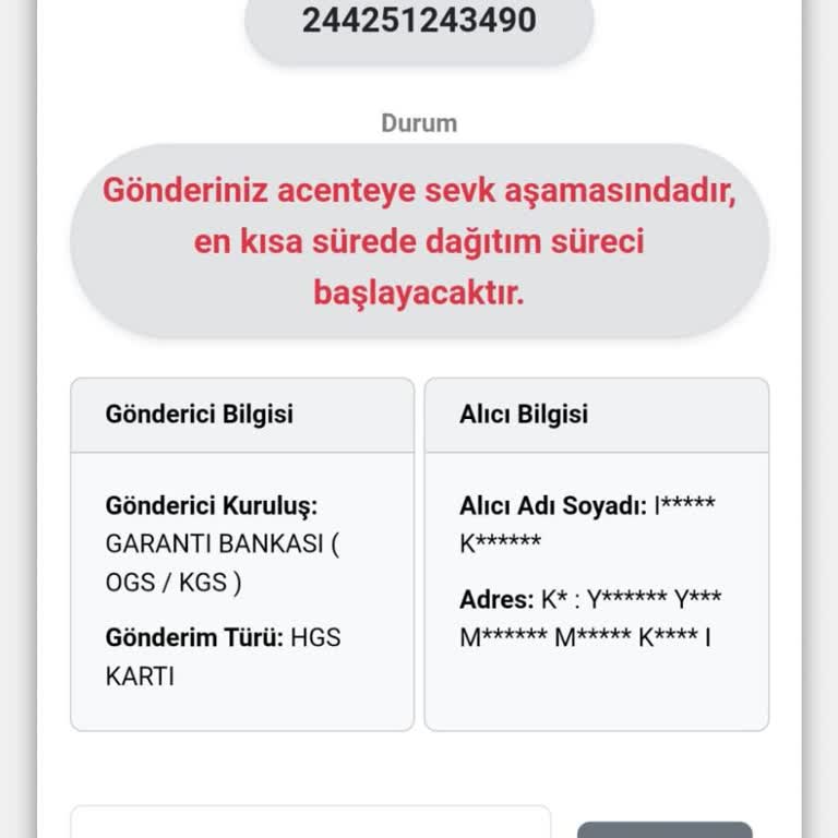 HGS Kartım Kuryenet Tarafından Teslim Edilmiyor Ve Garanti Bankası Çözüm Sunmuyor