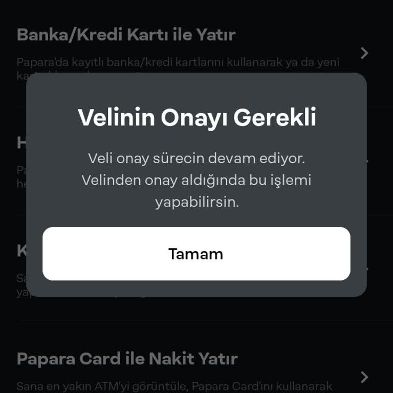 Papara Hesap Yönetiminde Veli İzni Sorunu