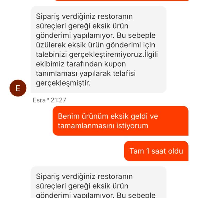 Eksik Sipariş Ve İletişim Sorunları