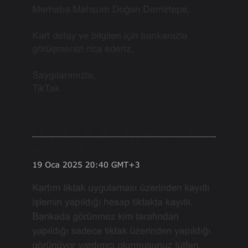 Kartımla Yetkisiz İşlem Ve İlgisiz Müşteri Hizmetleri