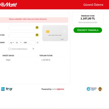 Ödeme Sorunu: Kredi Kartı Reddediliyor