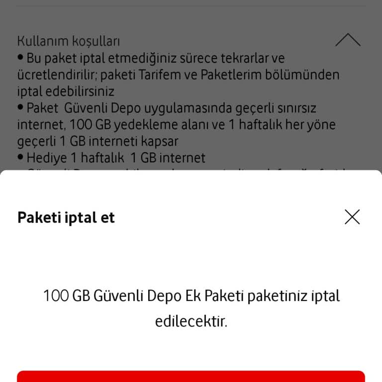 Vodafone Güvenli Depo İptal Sorunu