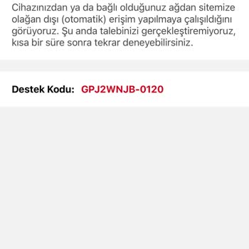 Sahibinden Beklenmedik Destek Kodu Sorunu