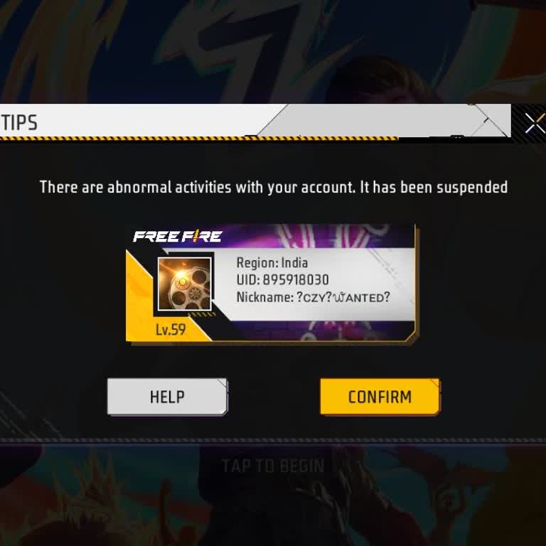 My Free Fire Account Suspended for Abnormal Activities - Recovery Request