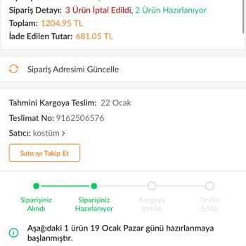 Sipariş İptali Ve Fiyat Artışı Mağduriyeti