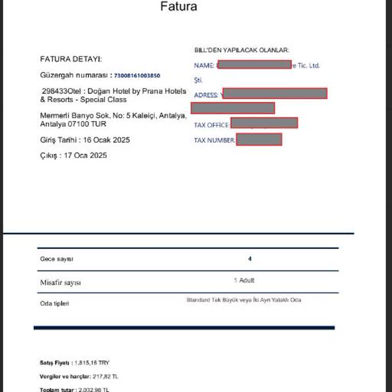 Hotels.com Üzerinden Alınan Hizmetlerde Fatura Sorunu