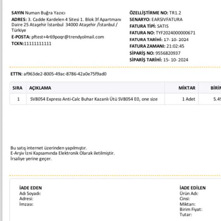 Trendyol'dan Alınan Ütü İlk Kullanımda Arızalandı