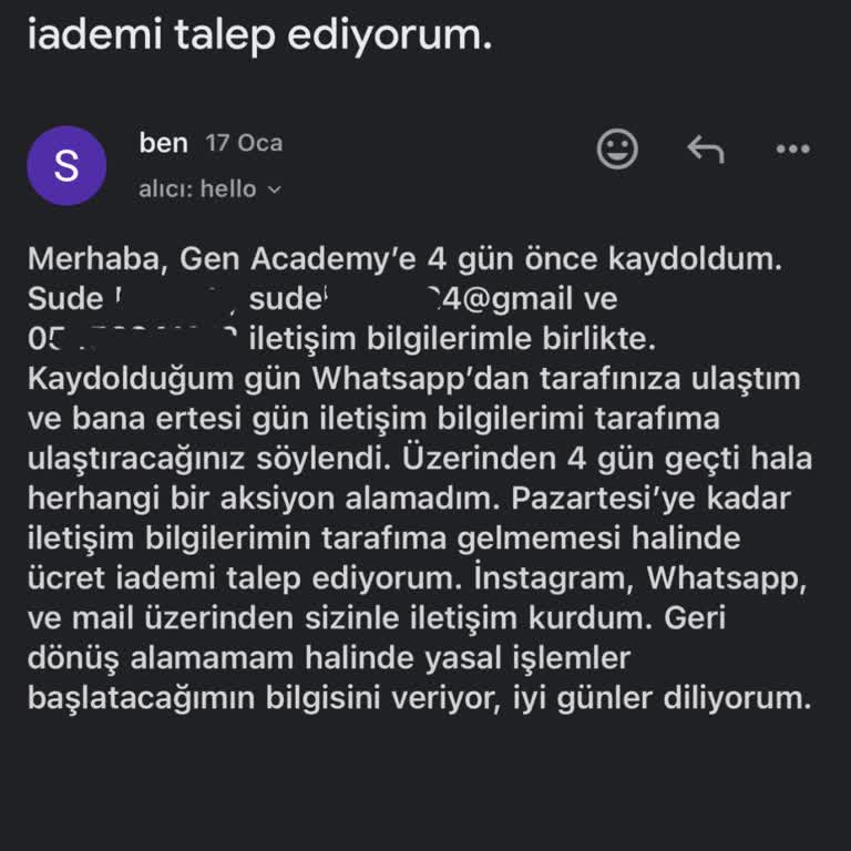 Gen Academy'nin İletişim Eksikliği Ve Ücret İadesi Sorunu