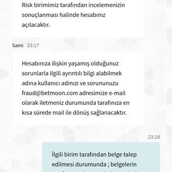 Betmoon'da Hesap Kapatma Ve Para İadesi Sorunu