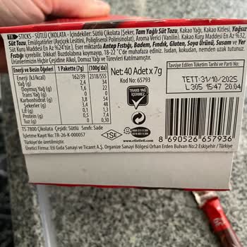 Eti Sticks Çikolatalarında Fabrika Hatası