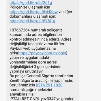 İzinsiz Gönderilen Hediye Sigorta Poliçesi Mesajı