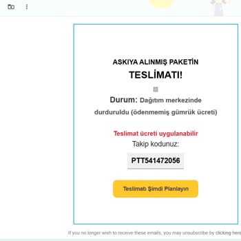 PTT Kargo Adına Gelen Sahte E-Posta Sorunu