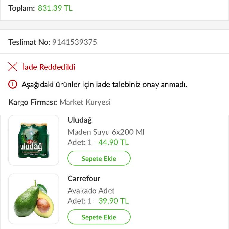 Trendyol GO Ve Carrefour SA Arasında Kayıp Sipariş Mağduriyeti