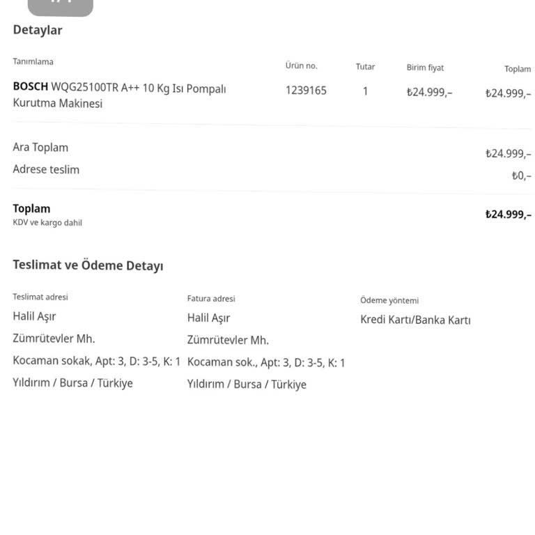 Teslim Edilmeyen Kurutma Makinesi Ve Müşteri Hizmetleri Sorunu