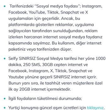 Sınırsız Sosyal Medya Paketi Yanıltıcı Bilgilendirme
