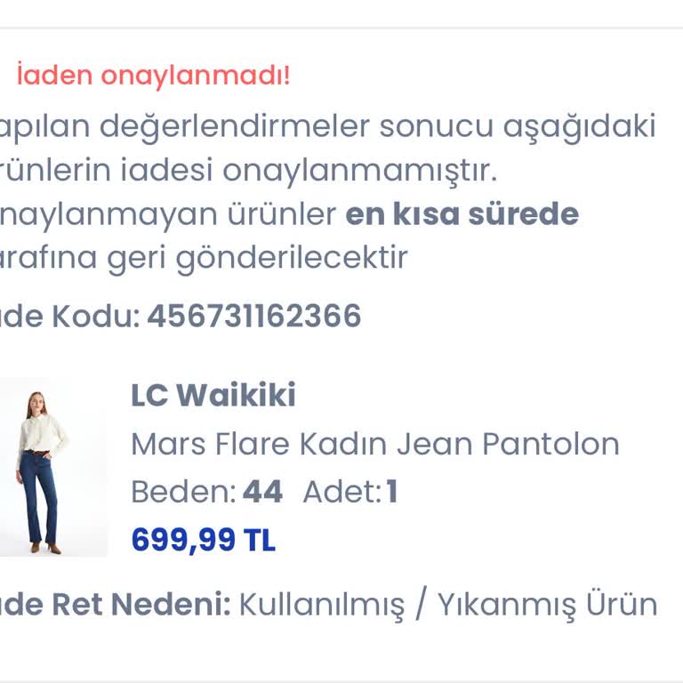 LCW Jeans İlk Giyimde Yırtıldı İade Reddedildi