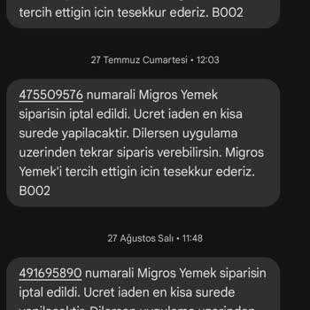 Migros Yemek Uygulaması: Sürekli Sipariş İptali Sorunu
