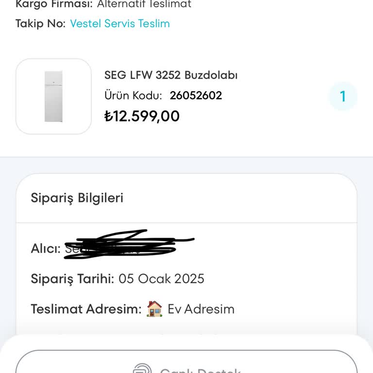Teslim Edilmeyen Buzdolabı Ve Çözüm Üretemeyen Müşteri Hizmetleri
