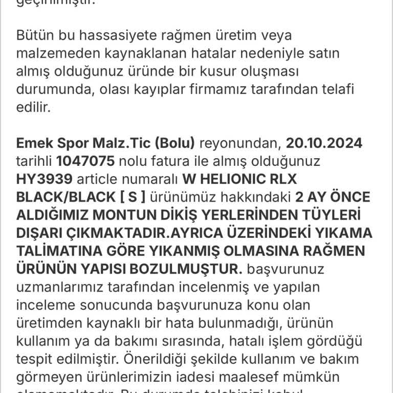 Adidas Mont Kalitesizliği Ve İnceleme Süreci Sorunu