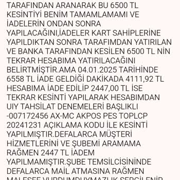 Akbank'tan İptal Edilen İşlemler İçin Eksik İade