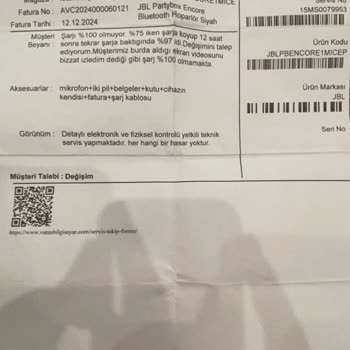 Vatan Bilgisayar'da JBL Partybox Sorunu Ve İade Süreci