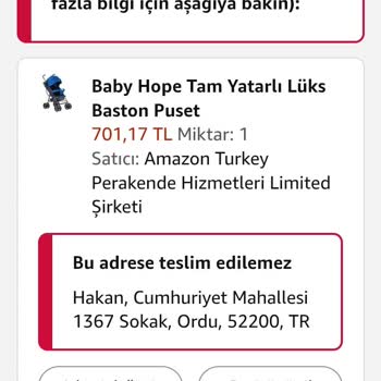 Sipariş Verilemeyen Ürün Ve Adres Sorunu