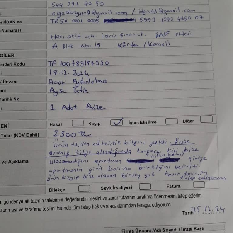 Kargom Apartman Girişine Bırakıldı, Tazmin Süreci Belirsiz