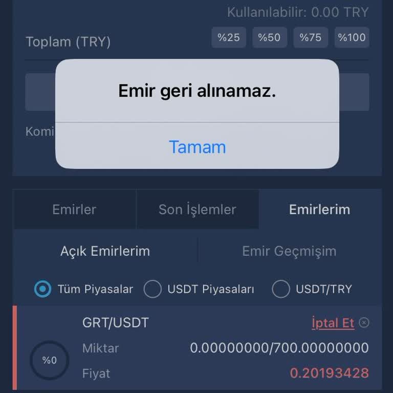 Bitexen'de Emir İptali Sorunu Ve İlgisizlik