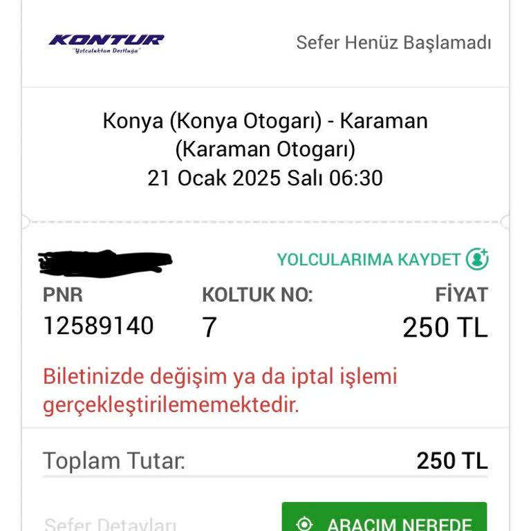 Kontur Otobüs Bilet İptalinde Yaşanan Sorun