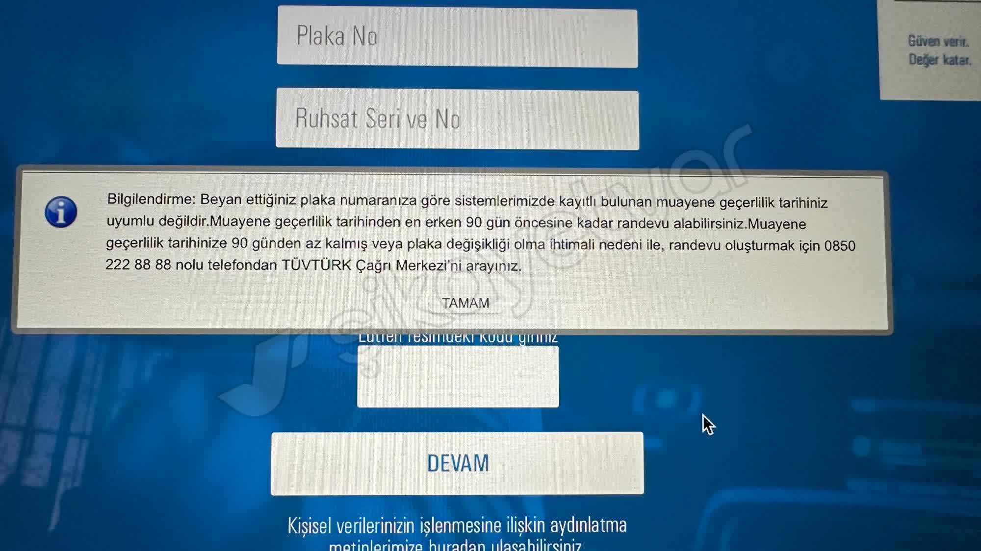 TÜVTÜRK Muayene Süresi Hatası Ve Acil Yardım Talebi - Şikayetvar