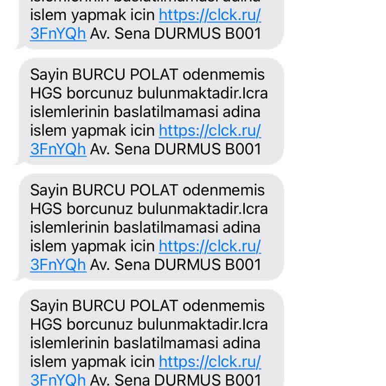 Yanlış HGS Borcu Mesajı