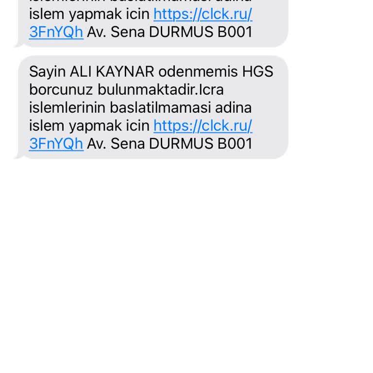 HGS Borcu Olmayan Kişiye Gelen Sahte İcra Mesajı