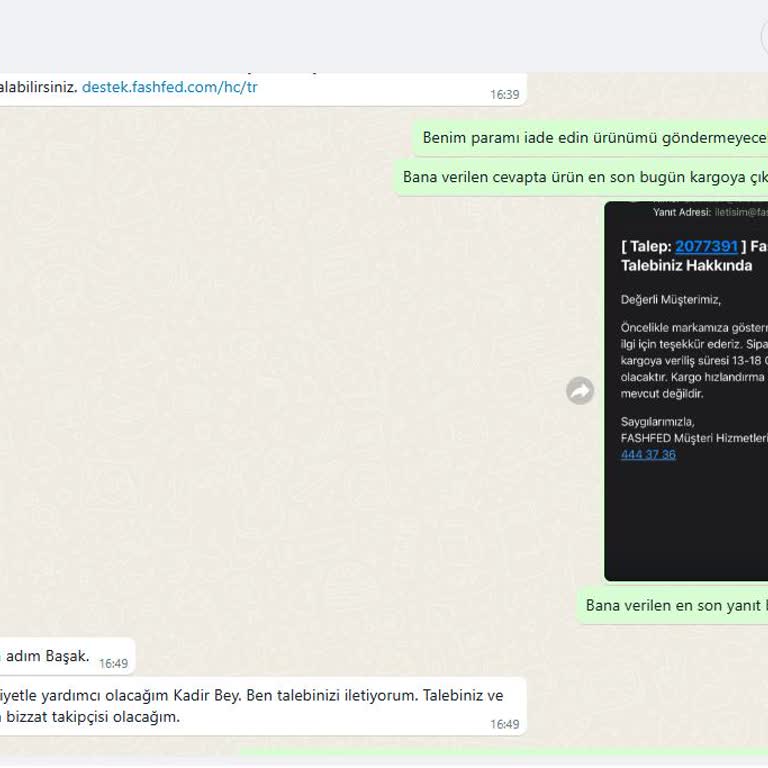 Fashfed'de Mango Mont Siparişim Halen Kargoya Verilmedi