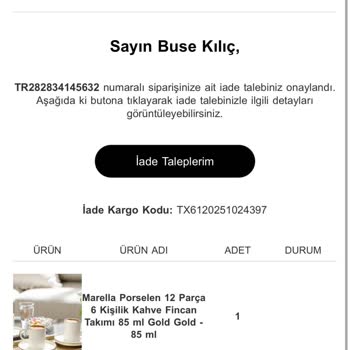 Yanlış Renk Fincan Takımı Ve İade Sorunları