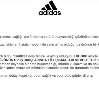Adidas Montun Tüy Atma Sorunu Ve İade Reddi