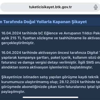Digiturk Üyelik İptali Ve Yanıltıcı Fatura Sorunu