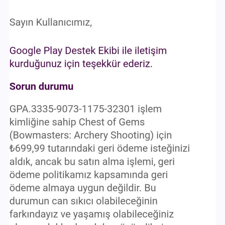 Yanlışlıkla Yapılan Satın Alma İadesi Reddedildi