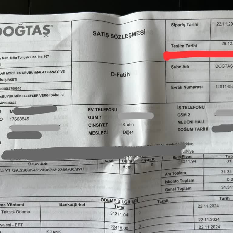 Doğtaş'tan Alınan Kanepelerin Teslimat Sorunu Ve İlgisizlik