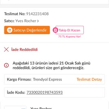 Yves Rocher Yanlış Ürün Gönderimi Ve Hesabın Askıya Alınması!