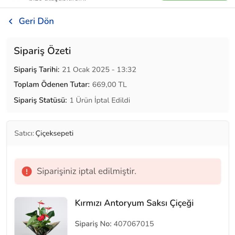 Çiçek Sepeti'nde İletişim Sorunu Ve İptal Edilen Sipariş