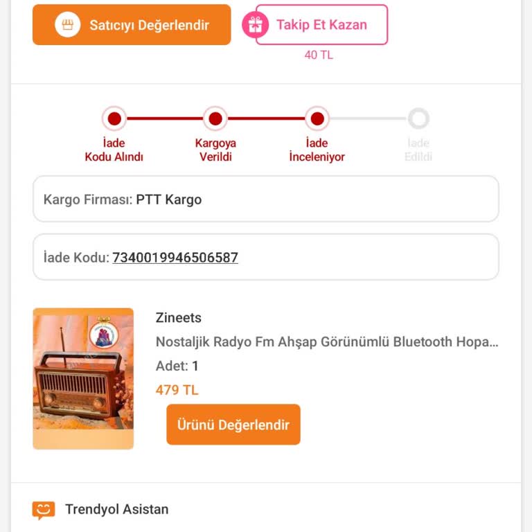 Trendyol'dan Alınan Ürünün İadesi Gecikti
