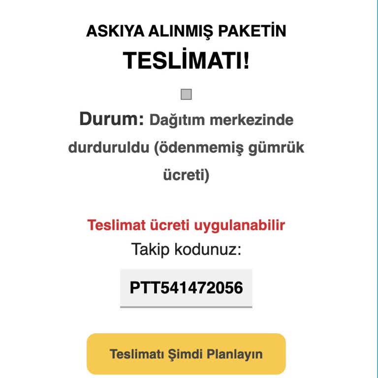 PTT Kargo Adına Gelen Sahte E-postalarla İlgili Mağduriyet Uyarısı