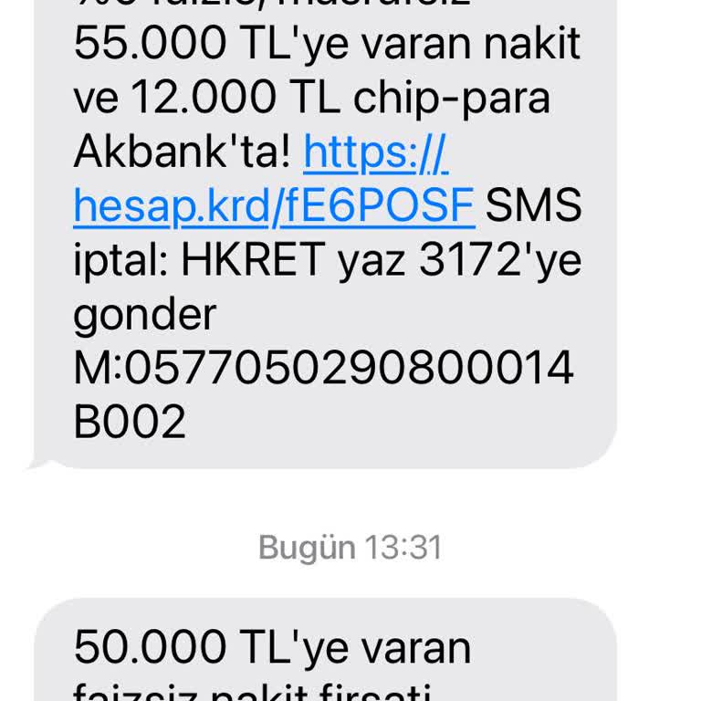 Hesap Kurdu'ndan Gelen İstenmeyen SMS'ler