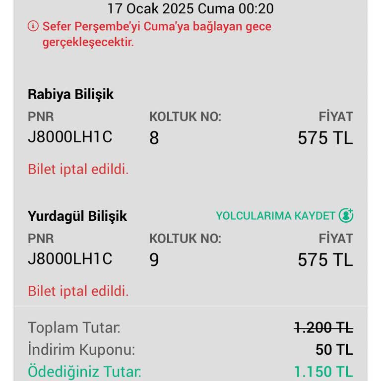 Cenaze Nedeniyle İptal Edilen Biletin İadesi İçin Yaşanan Sorunlar