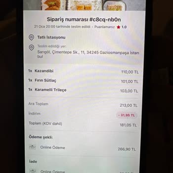 Siparişte Hijyen Sorunu Ve Eksik İade