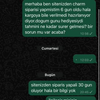 Charm Siparişim Hakkında Bilgi Alamıyorum