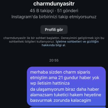 Charm Siparişim Hakkında Bilgi Alamıyorum