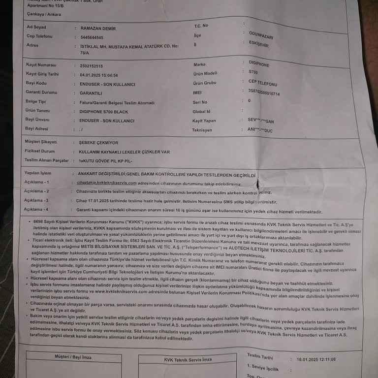 Çekmeyen Şebeke, Kullanılamayan Telefon
