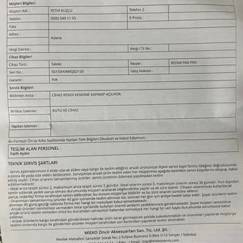 Tablet Arızası Ve Geciken Değişim Talebi